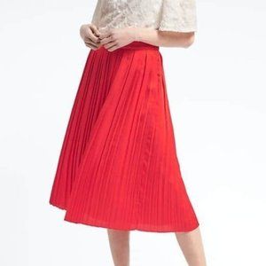 Banana Republic | Pleated Midi Skirt | Red | 0